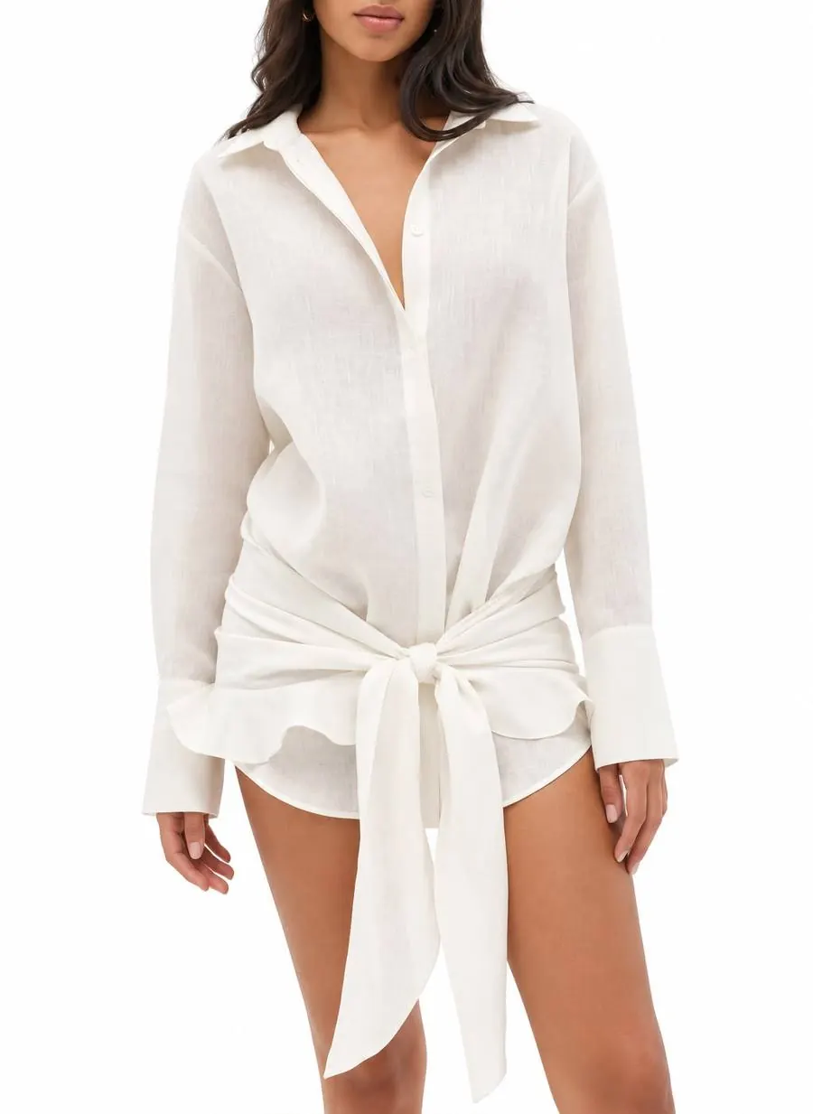 Lú Cover-Up linen shirt in Ivory